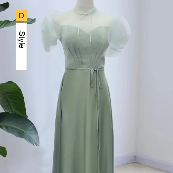 Modest / Simple Sage Green Bridesmaid Dresses 2023 A-Line / Princess Short Sleeve Backless Floor-Length / Long Bridesmaid Dresses