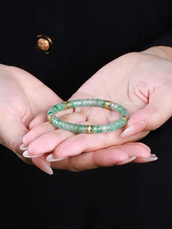 Fine Lime Grønn Jadeitt Gradient-Farge Håndlaget Armbånd Tilbehør 2026