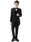 Black 5-piece Long Sleeve Boys Wedding Suits 2024 Coat Pants Shirt Tie Vest