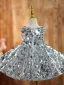 Sparkly Silver Short Sequins Birthday Flower Girl Dresses 2024 Ball Gown Scoop Neck Sleeveless