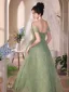 Chic / Beautiful Sage Green Prom Dresses 2024 A-Line / Princess Off-The-Shoulder Short Sleeve Backless Floor-Length / Long Prom Formal Dresses