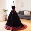 Elegante Schwarz Velour Ballkleider 2023 Ballkleid Bandeau Ärmellos Rückenfreies Schleife Stoffgürtel Hof-Schleppe Ball Festliche Kleider