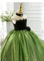 Chic / Beautiful Green Rhinestone Birthday Flower Girl Dresses 2024 Ball Gown Strapless Sleeveless Floor-Length / Long