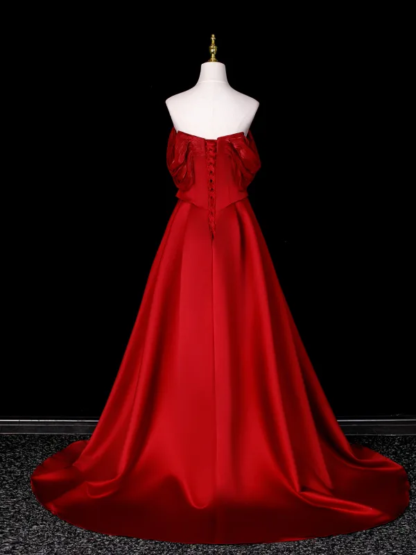Elegante Rot Pailletten Ballkleider 2026 Meerjungfrau Bandeau Ärmellos Rückenfreies Lange Festliche Kleider