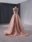 Haut de Gamme Rougissant Rose Fait main Perlage Paillettes Robe De Bal 2024 Princesse Bretelles Spaghetti Sans Manches Dos Nu Train De Balayage Promo Robe De Ceremonie