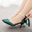 Charmant Dunkelgrün Perle Knöchelriemen Schleife Abend Sandalen Damen 2023 7 cm Stilettos Spitzschuh Sandaletten Hochhackige