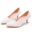 Elegante Witte Kant Bloem Bruidsschoenen 2024 5 cm Naaldhakken / Stiletto Spitse Neus Huwelijk Pumps Hoge Hakken
