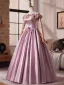 Chic / Belle Rose Bonbon Appliques Robe De Bal 2025 Princesse De l'épaule Manches Courtes Dos Nu Longue Robe De Ceremonie