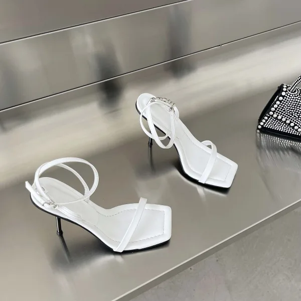 Sexy Noire Vêtement de rue Sandales Femme 2022 Bride Cheville 9 cm Talons Aiguilles Peep Toes / Bout Ouvert Sandales Talons Hauts