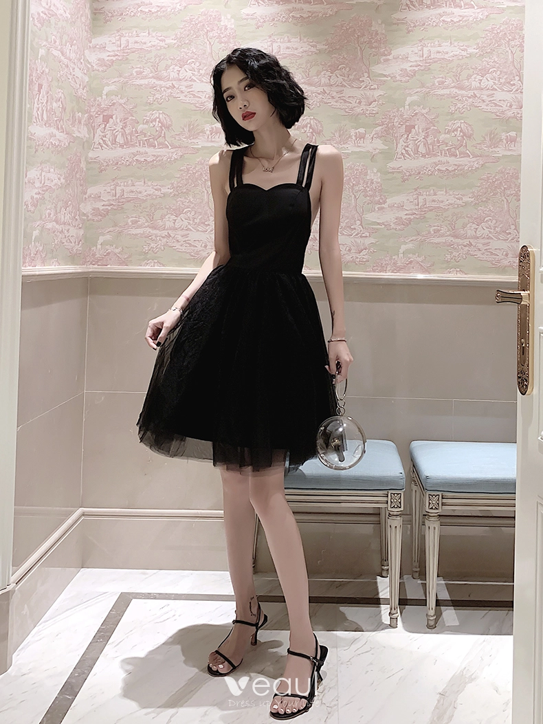A Line Cocktail Black Dress With Puffy Skirt | SilkFred US