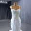 High-end White Handmade  Beading Pearl Wedding Dresses 2023 Ball Gown Spaghetti Straps Sleeveless Backless Floor-Length / Long Wedding