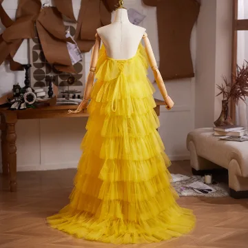 Mode Jaune Volants En Cascade Promo Châle 2025 Tulle