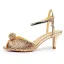Sexy Gold Rhinestone Summer Evening Party Womens Sandals 2024 Ankle Strap 6 cm Stiletto Heels Open / Peep Toe Sandals High Heels