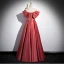 Elegant Watermelon Pearl Satin Prom Dresses 2024 Ball Gown Off-The-Shoulder Short Sleeve Backless Floor-Length / Long Prom Formal Dresses