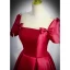 Elegant Burgundy Satin Prom Dresses 2022 A-Line / Princess Scoop Neck Short Sleeve Backless Bow Floor-Length / Long Formal Dresses