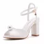 Elegante Weiß Perle Brautschuhe 2024 Knöchelriemen 9 cm Thick Heels Peeptoes Hochzeit Sandaletten Hochhackige