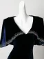 Vintage / Retro Navy Blue Sequins Velvet Prom Dresses Trumpet / Mermaid 2026 V-Neck Short Sleeve Floor-Length / Long Formal Dresses