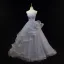 Charming Grey Cascading Ruffles Pearl Prom Dresses 2023 Ball Gown Spaghetti Straps Sleeveless Backless Floor-Length / Long Prom Formal Dresses