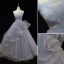 Charming Grey Cascading Ruffles Pearl Prom Dresses 2023 Ball Gown Spaghetti Straps Sleeveless Backless Floor-Length / Long Prom Formal Dresses