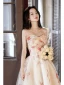 Charming White Appliques Prom Dresses 2023 A-Line / Princess Strapless Sleeveless Backless Floor-Length / Long Prom Formal Dresses