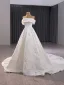 High-end White Beading Lace Flower Satin Wedding Dresses 2024 Ball Gown Strapless Sleeveless Backless Chapel Train Wedding