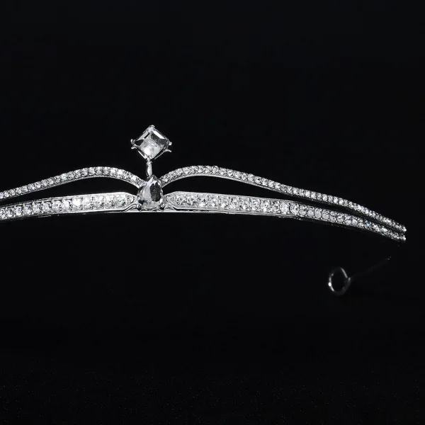 Modest / Simple Gold Alloy Rhinestone Bridal Hair Accessories Wedding Tiara 2022