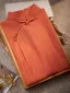 Chinese style Orange Tea-length Cheongsam 2024 Trumpet / Mermaid High Neck Short Sleeve Prom