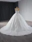 High-end White Handmade  Beading Sequins Wedding Dresses 2024 Ball Gown Scoop Neck Sleeveless Court Train Wedding