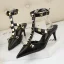 Sexy Noire Soirée Rivet Sandales Femme 2022 T-Strap 6 cm Talons Aiguilles À Bout Pointu Sandales Talons Hauts