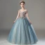 Fashion Sky Blue Beading Sequins Flower Girl Dresses 2022 Birthday Ball Gown Scoop Neck Sleeveless Backless Floor-Length / Long