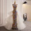 Vintage / Retro Multi-Colors Handmade  Beading Sequins Lace Flower Evening Dresses 2023 Trumpet / Mermaid Strapless Sleeveless Backless Floor-Length / Long Evening Party Formal Dresses