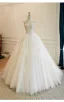 Elegant White Lace Flower Ball Gown Wedding Dresses 2026 Strapless Sleeveless Backless Floor-Length / Long Wedding