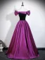 Y2K-Inspired Purple Prom Dresses 2026 Ball Gown Off-The-Shoulder Short Sleeve Backless Floor-Length / Long Formal Dresses