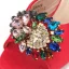 Chic / Beautiful Rhinestone Satin Purple Prom Womens Sandals Clutch Bags 2023 9 cm Open / Peep Toe Crystal Thick Heels Sandals High Heels Clutch Bags