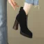 Piękne Brązowy Spadek Zima Przypadkowy Zamszowe Kozaki Damskie 2024 Skórzany 10 cm Blokowe Obcasy Szpiczaste Boots
