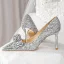 Bling Bling Silver Sequins Rhinestone Bow Wedding Shoes 2023 Leather 8 cm Stiletto Heels Pointed Toe Wedding Pumps High Heels
