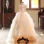 Chic / Beautiful Blushing Pink Beading Sequins Cascading Ruffles Birthday Flower Girl Dresses 2025 Ball Gown High Neck Sleeveless Backless Floor-Length / Long