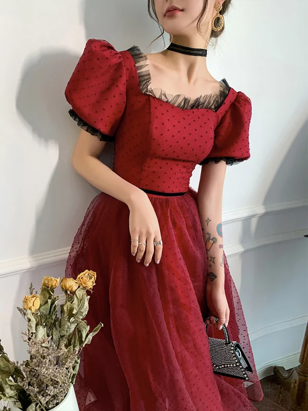 maroon holiday dresses Solange Dress in Burgundy Tulle 3X main image 0