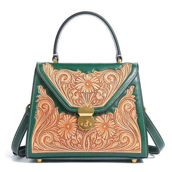 Vintage / Retro Dark Green Handmade  Leather Casual Women's Bags Tote Bag Shoulder Bags 2022