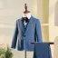 Meeresblau 6 Stück Lange Ärmel Anzüge Jungs 2024 Hochzeit Schulterschmuck Mantel Hemd Krawatte Weste Hose