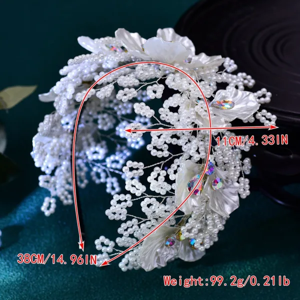 Elegant Hvit Perle Rhinestone Blomst Legering Bryllup Har Tilbehor 2024