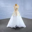 High-end White Pearl Sequins Asymmetrical Wedding Dresses 2022 A-Line / Princess Scoop Neck Sleeveless Wedding
