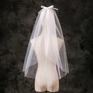 Simple Blanche Noeud Tulle Voile De Mariée 2025