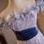Elegant Lavender Appliques Sequins Prom Dresses 2023 A-Line / Princess Off-The-Shoulder Sleeveless Backless Floor-Length / Long Prom Formal Dresses