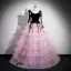 Fashion Blushing Pink Appliques Cascading Ruffles Prom Dresses Ball Gown 2024 Spaghetti Straps Bow Sleeveless Floor-Length / Long Prom Formal Dresses