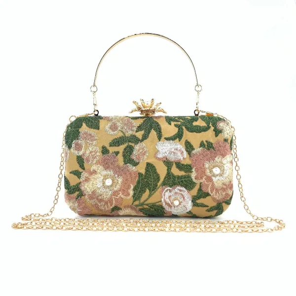 Chic / Beautiful Navy Blue Pearl Lace Flower Outdoor / Garden Clutch Bags 2023