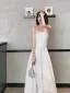 Charming Ivory Lace Flower Evening Dresses 2022 A-Line / Princess Strapless Sleeveless Backless Evening Party Floor-Length / Long Formal Dresses