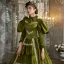Vintage / Originale Vert Foncé Noeud Robe De Bal 2024 Robe Boule Col Haut Manches Longues Longue Promo Robe De Ceremonie