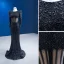 Haut de Gamme Noire Fait main Perle Paillettes Robe De Soirée 2023 Trompette / Sirène Encolure Dégagée Manches Longues Dos Nu Train De Balayage Soirée Robe De Ceremonie