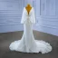 Charmant High End Weiß Perlenstickerei Strass Pailletten Applikationen Brautkleider / Hochzeitskleider 2022 Meerjungfrau Rundhalsausschnitt Lange Ärmel Rückenfreies Lange Hochzeit